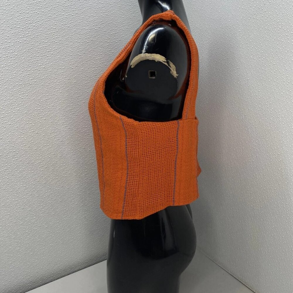 NEW ROAD TO NOWHERE Sofia Cotton Woven Stripe Tank Top • Size M • Tomato Orange - Picture 9 of 11